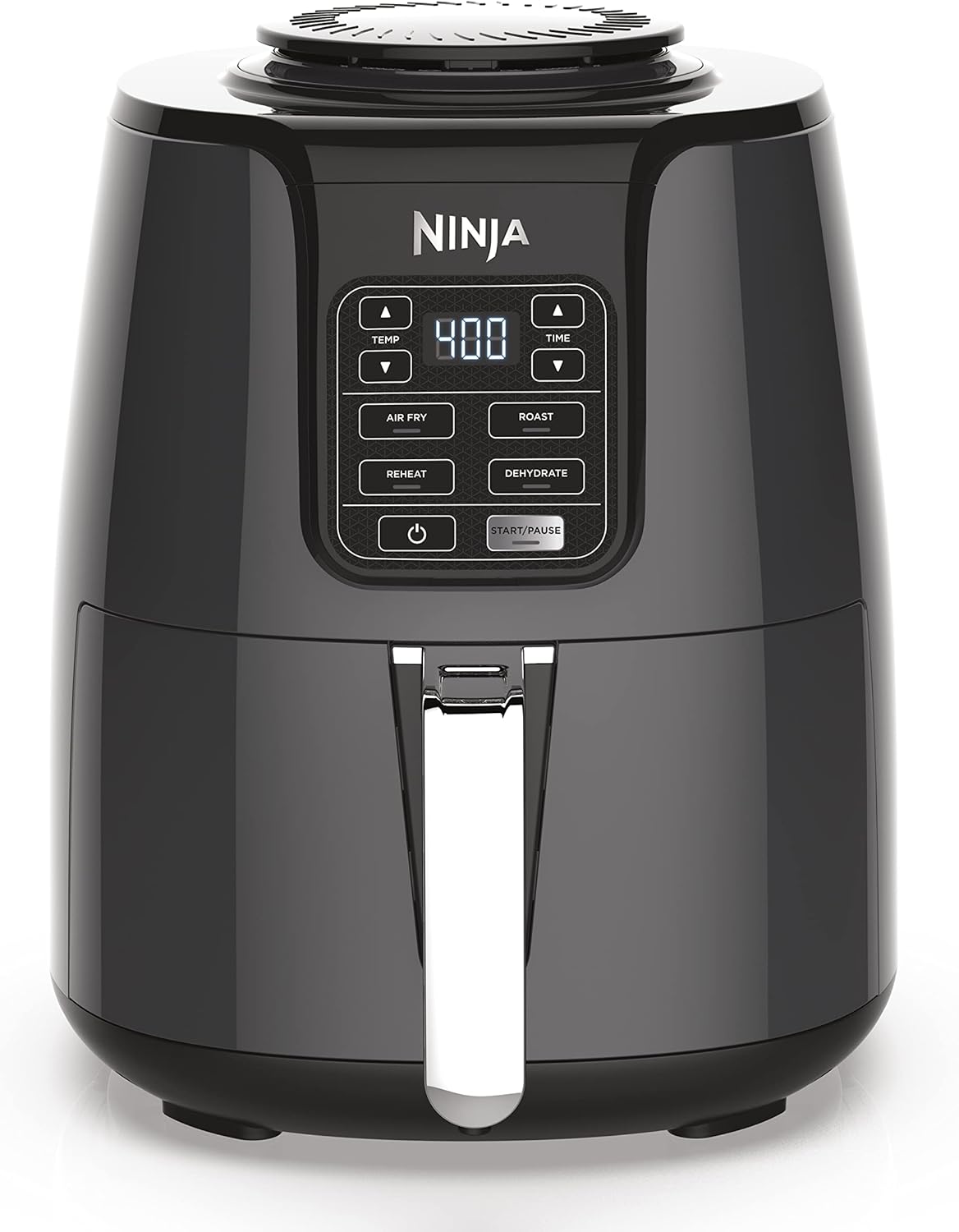 Ninja AF101 4-quart air fryer in black and grey with digital control panel, the best overall pick for small households