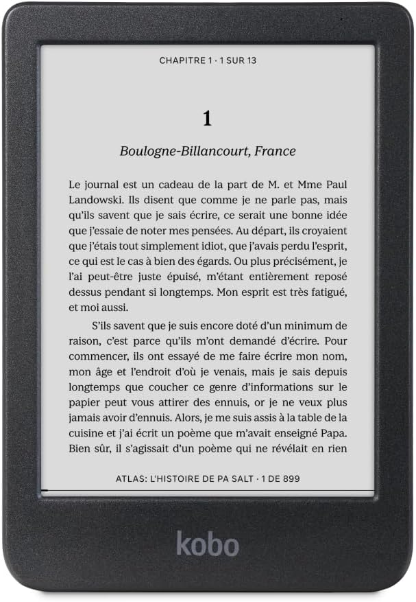 Kobo Clara BW e-reader with 6-inch glare-free touchscreen in black