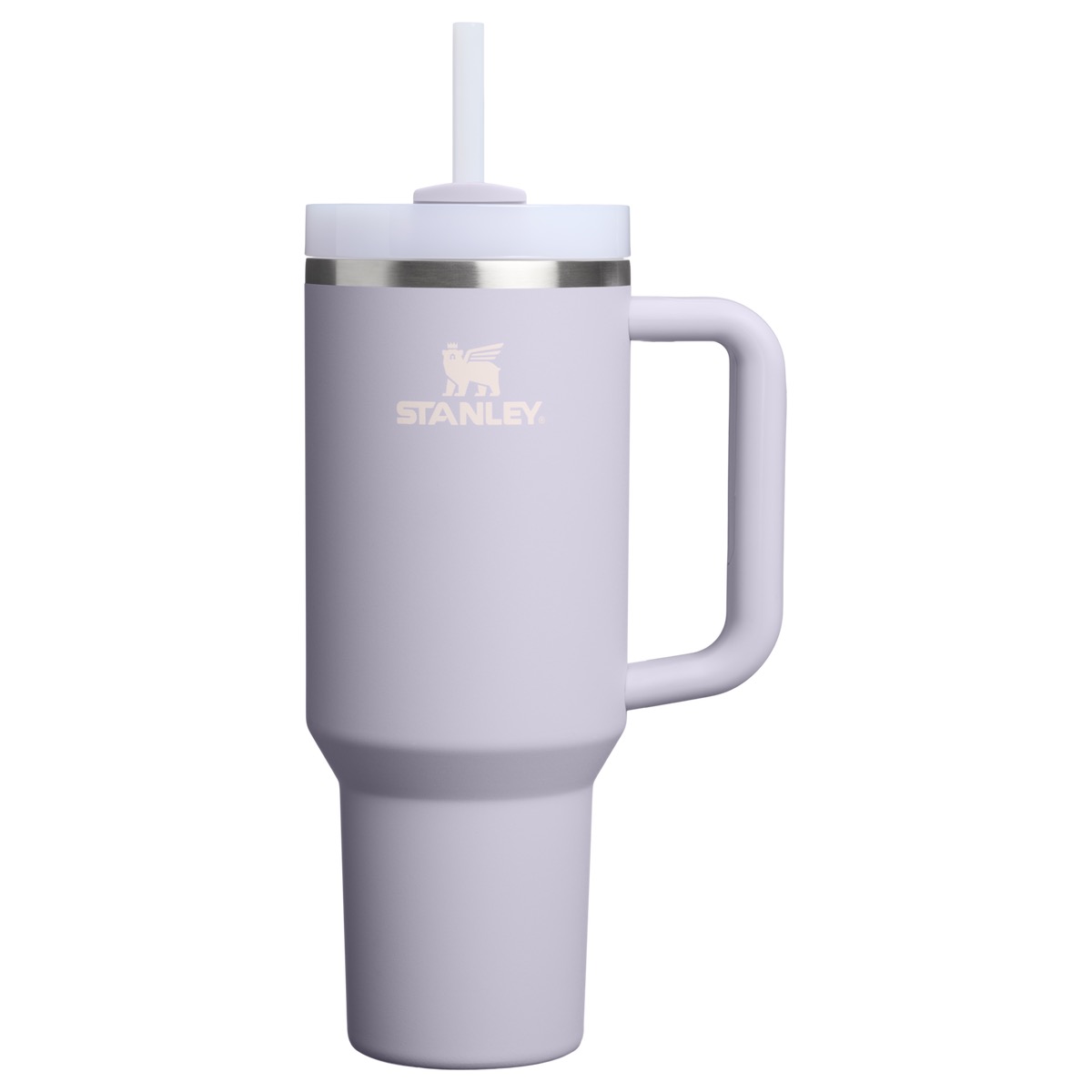 Stanley Quencher H2.0 FlowState 40oz tumbler in stainless steel with handle and rotating lid