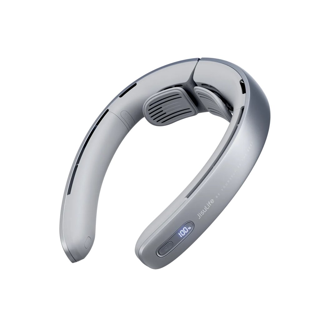JISULIFE Neck Fan Pro bladeless wearable neck fan worn around the shoulders