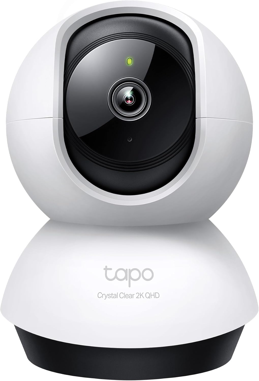 TP-Link Tapo C220 pan/tilt indoor security camera, white spherical body with rotating base and front-facing 2K lens