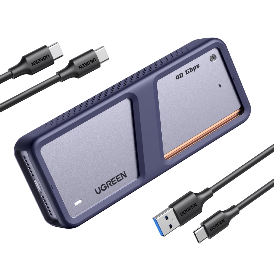 UGREEN 40Gbps USB4 M.2 NVMe SSD enclosure with cooling fan and aluminum body for MacBook