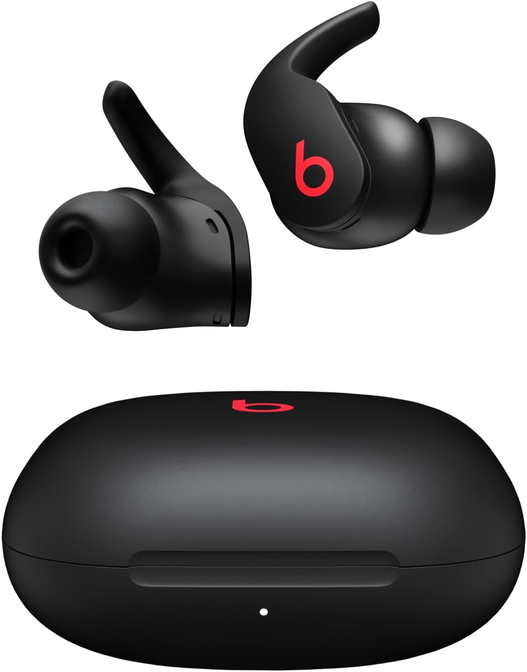 Beats Fit Pro true wireless earbuds in black with secure-fit wingtips and compact charging case