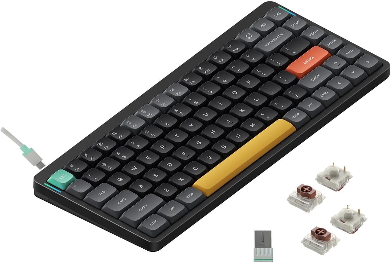 NuPhy Air75 V2 slim low-profile 75 percent wireless mechanical keyboard with white case and RGB backlight