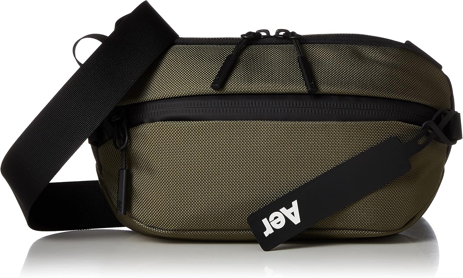 Aer Day Sling 3 in olive green with Cordura ballistic nylon exterior and adjustable shoulder strap