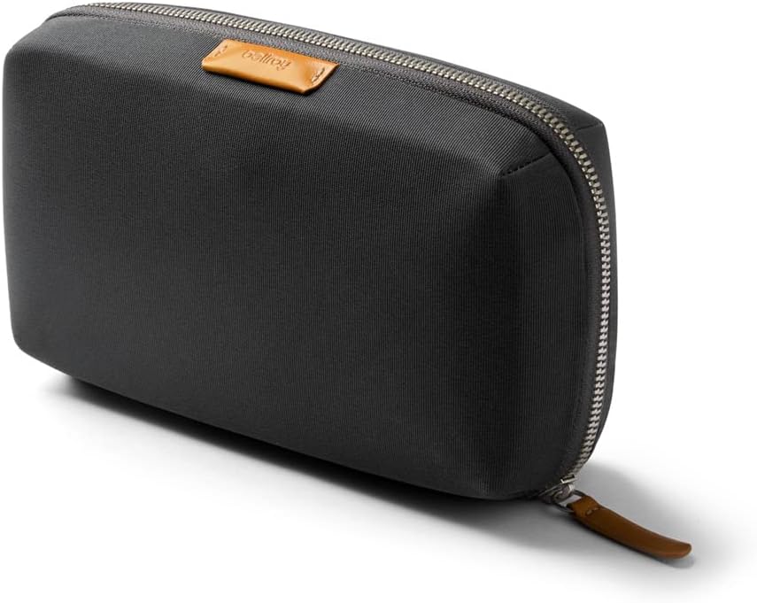 Bellroy Tech Kit slate gray tech accessories organizer pouch with zippered clamshell design
