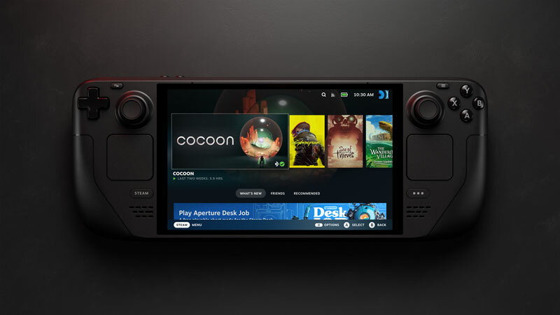 A Steam Deck handheld gaming PC, which takes a small M.2 2230 SSD for a storage upgrade