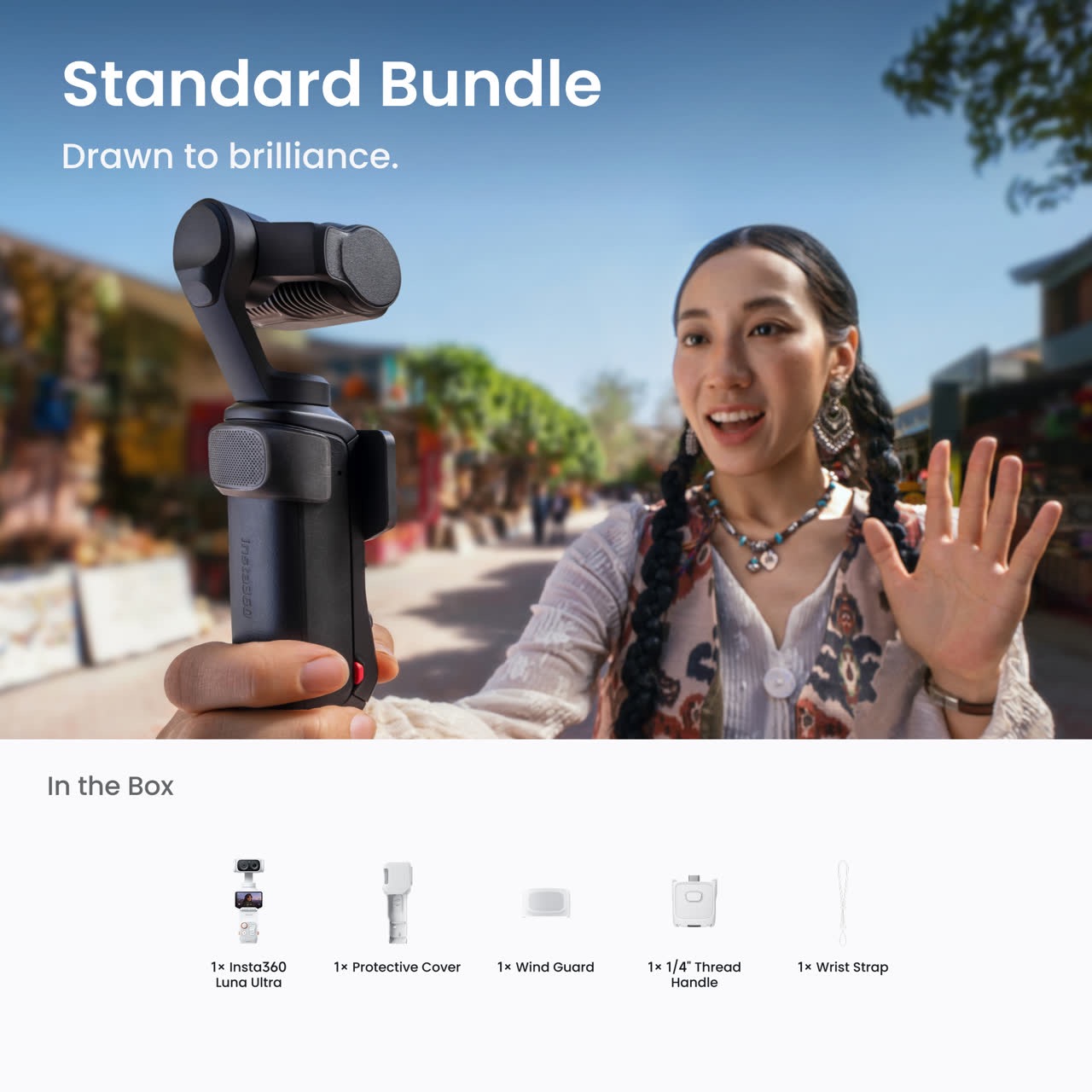 The Insta360 Luna Ultra gimbal camera, which takes a UHS-I V30 microSD card for 8K video