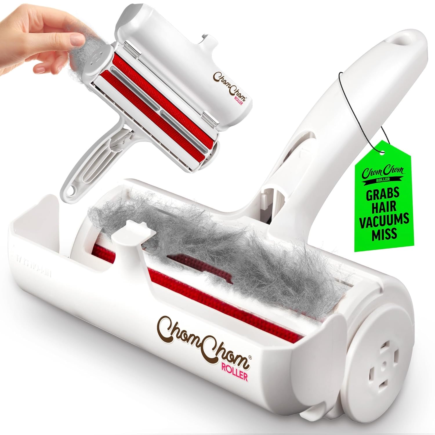 ChomChom Roller reusable pet hair remover in white