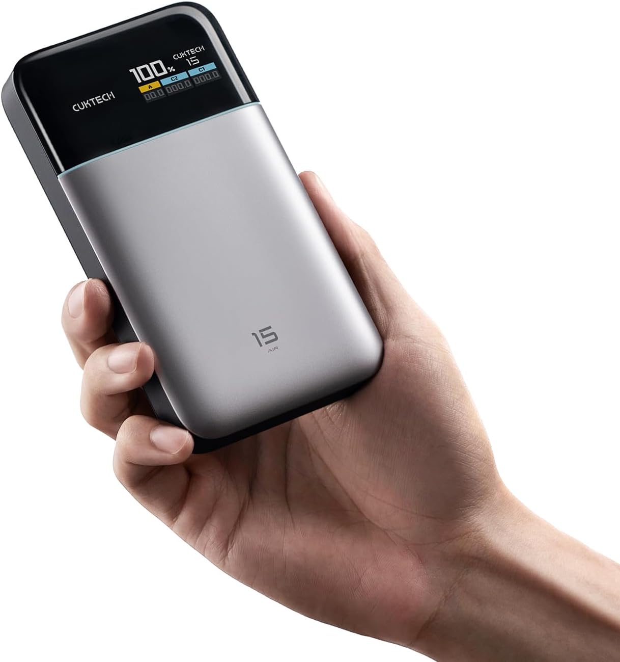 CUKTECH 15 Air 15,000mAh silicon-carbon power bank with front-facing TFT display