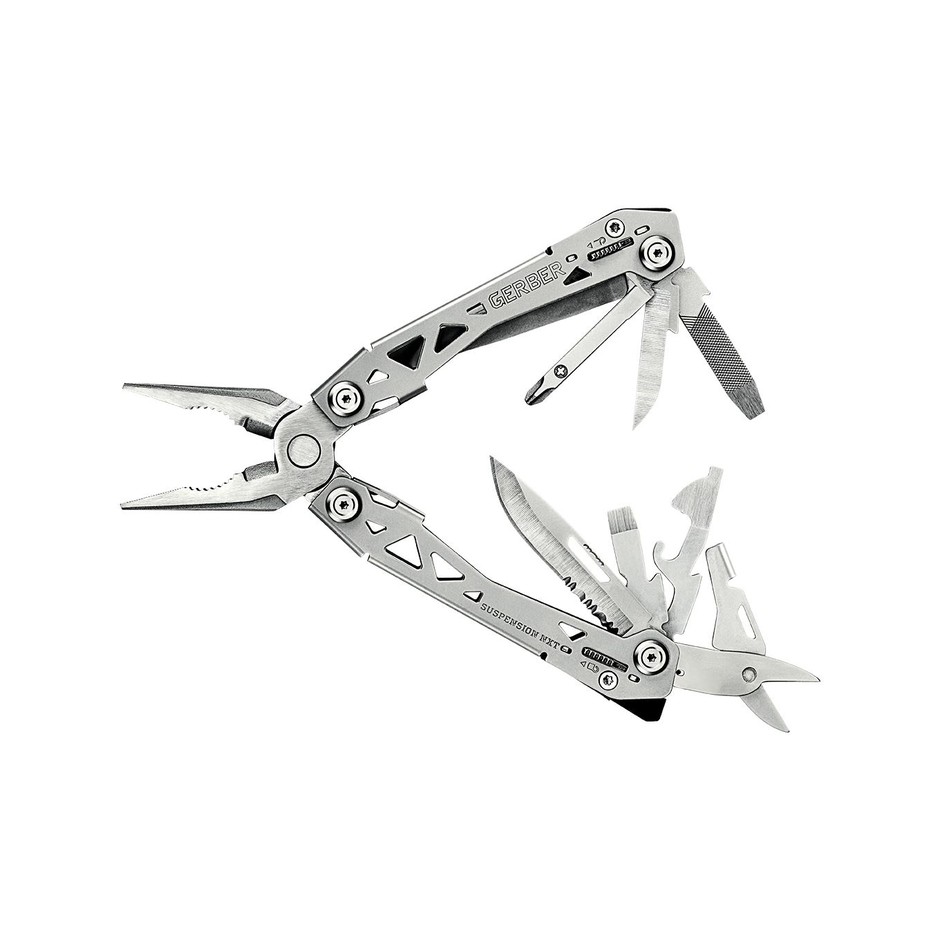 Gerber Suspension-NXT 15-in-1 stainless steel multi-tool with butterfly opening and pocket clip