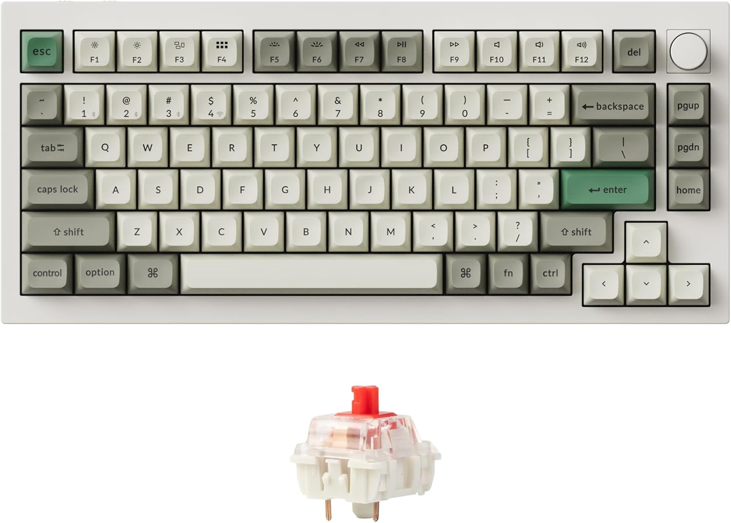 Keychron Q1 Max wireless mechanical keyboard in white with aluminum body, rotary knob, and RGB backlit keys
