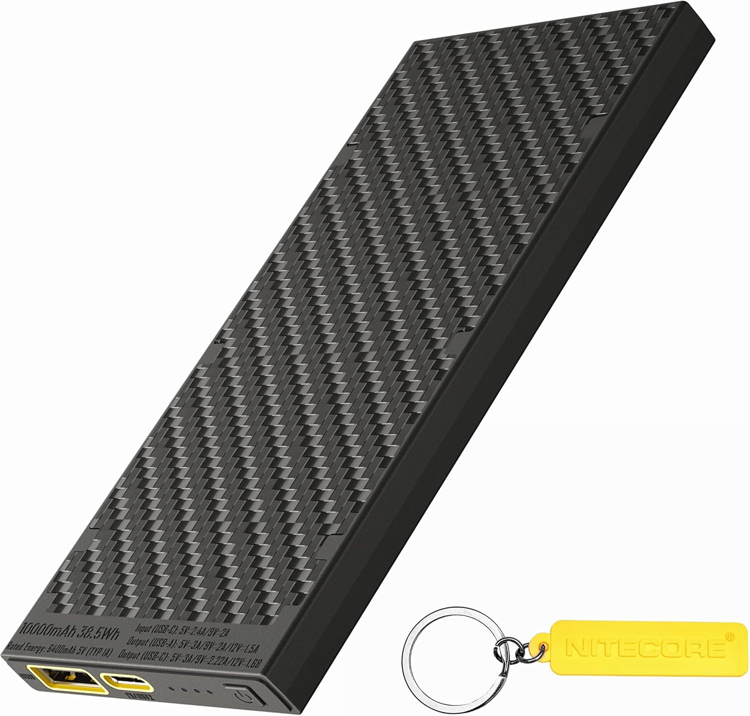 Nitecore NB10000 Gen2 ultralight carbon fiber power bank with dual USB-C and USB-A ports