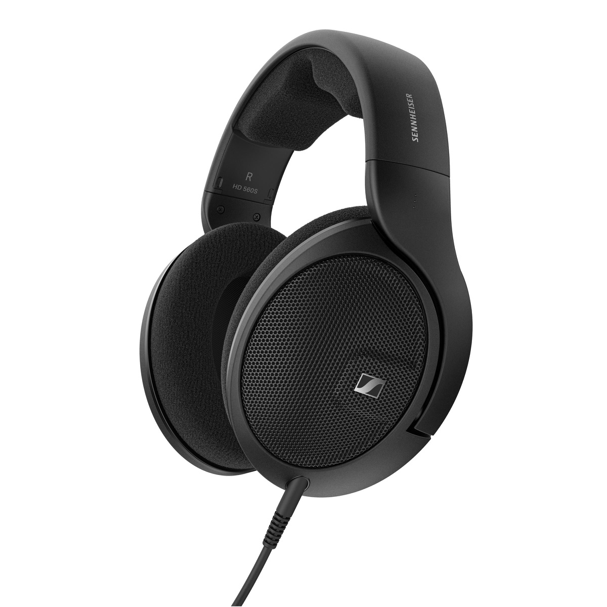 Sennheiser HD 560S over-ear open-back audiophile headphones with black matte finish, oval velour earpads, and detachable cable