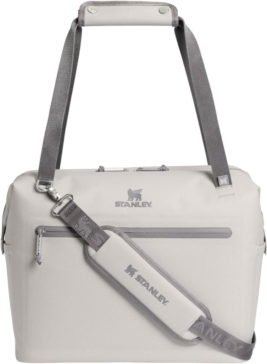 Stanley Julienne Max soft cooler in Ash with detachable padded shoulder strap and doctor's-bag hinged top