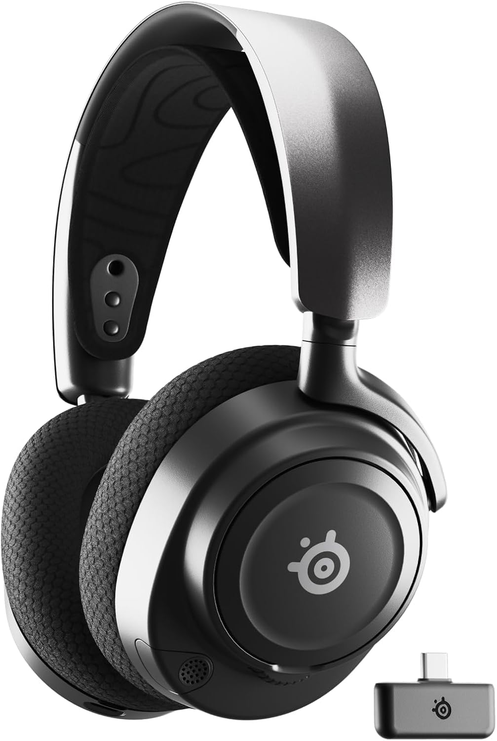 SteelSeries Arctis Nova 7 wireless gaming headset in black with retractable microphone and memory foam ear cushions