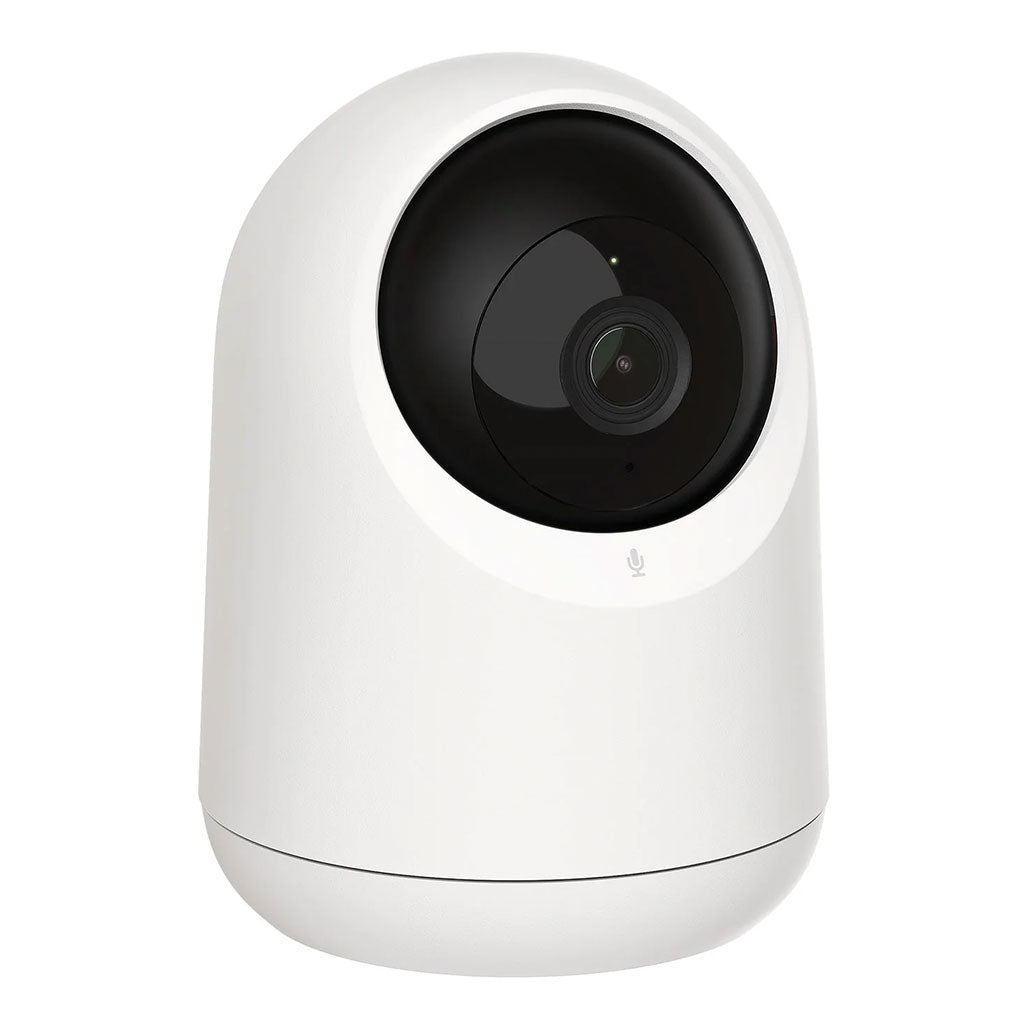 SwitchBot Pan/Tilt Cam 2K indoor security camera with white spherical design and rotating pan-tilt head