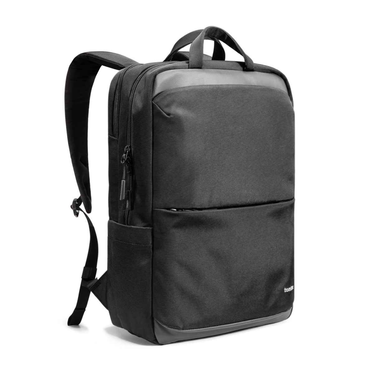 tomtoc Navigator-T71 24L laptop backpack in black with professional slim design and padded straps