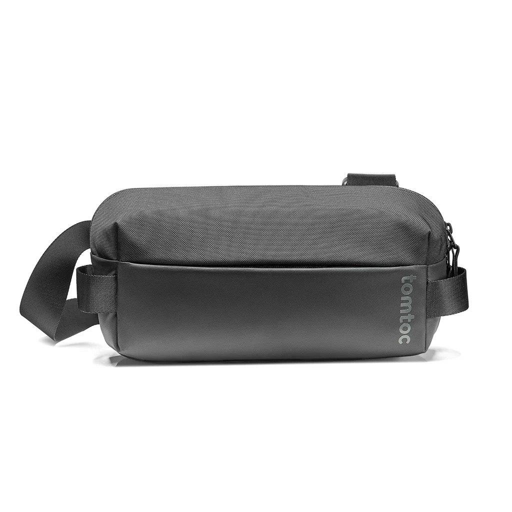 tomtoc Explorer-T21 Compact EDC Sling Bag in black with Cordura Ballistic Nylon exterior and crossbody strap